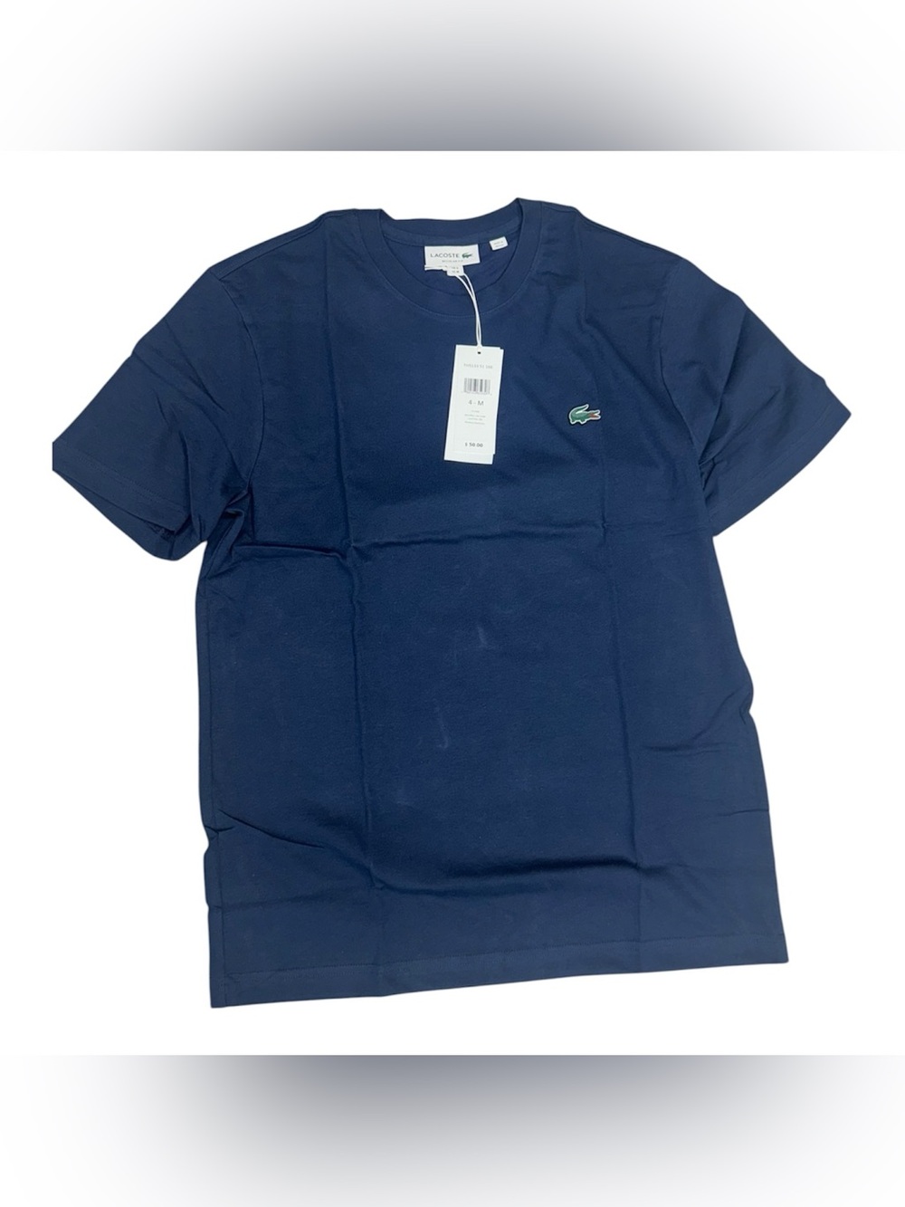 Lacoste Men's Dark Blue Crew Neck T-Shirt with Crocodile Logo
